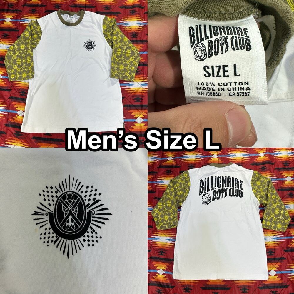 Billionaire Boys Club BBC Astronaut Quarter Long Sleeve White T-Shirt Mens Large